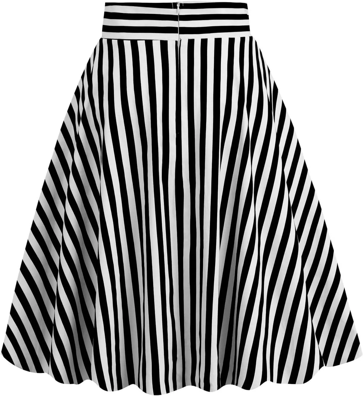 1950s Skirts for Women Vintage Striped Midi Skirt High Waist A-Line Flared Skirt Office Knee Length Stripes Skirts