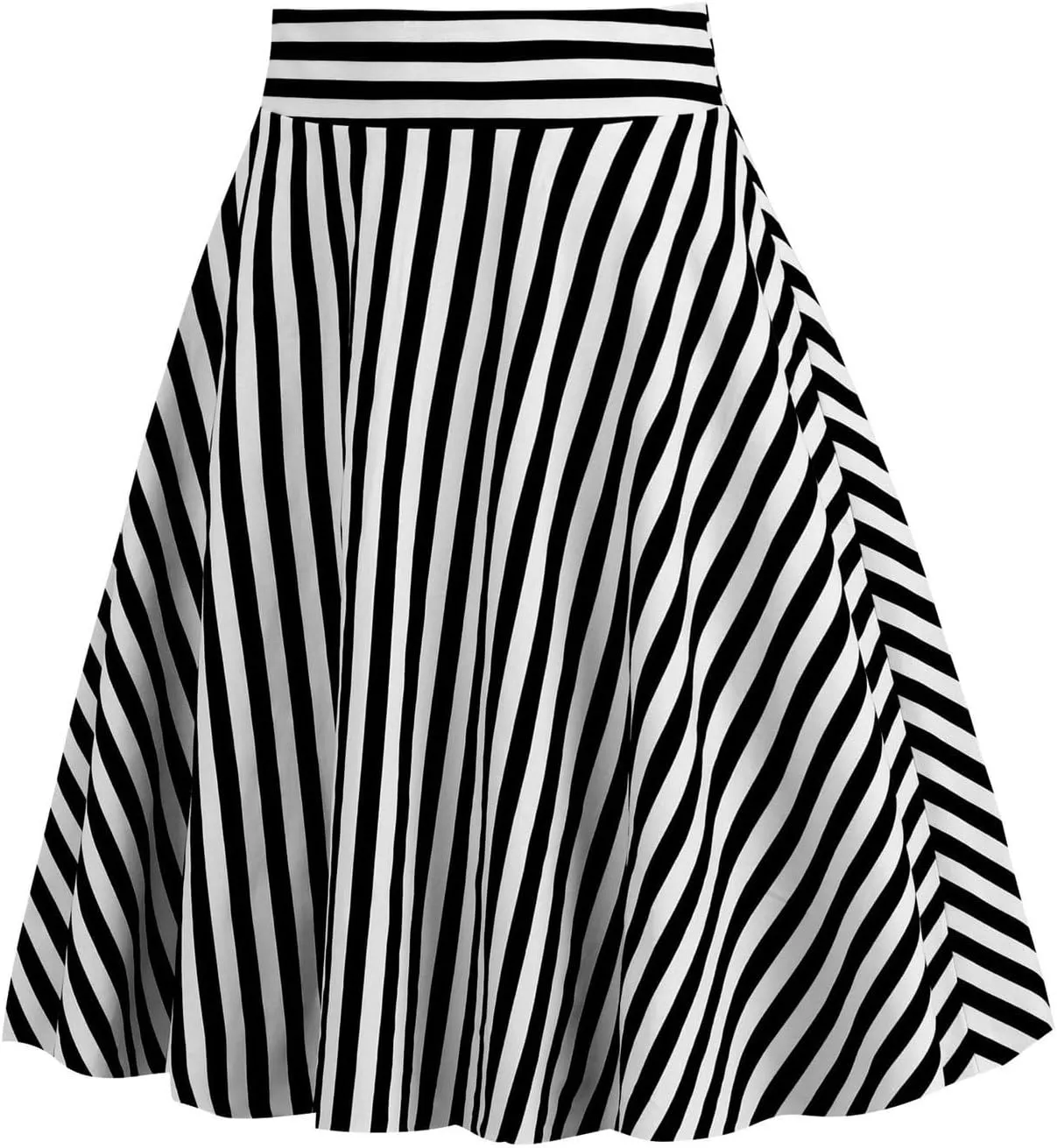 1950s Skirts for Women Vintage Striped Midi Skirt High Waist A-Line Flared Skirt Office Knee Length Stripes Skirts
