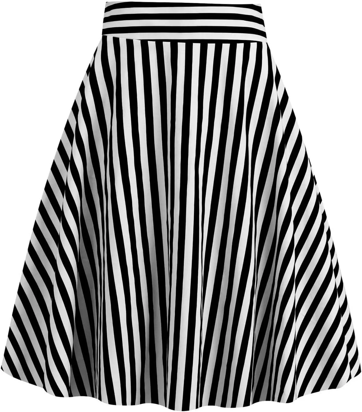 1950s Skirts for Women Vintage Striped Midi Skirt High Waist A-Line Flared Skirt Office Knee Length Stripes Skirts