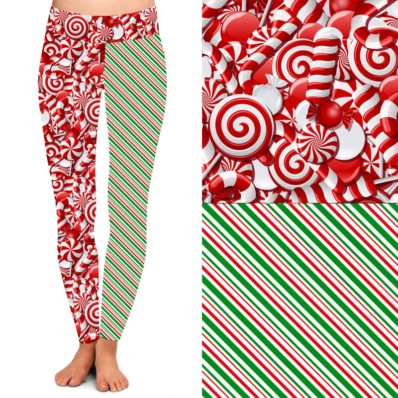 24/7 Full Length Leggings – Candy Twizzle Christmas Pattern