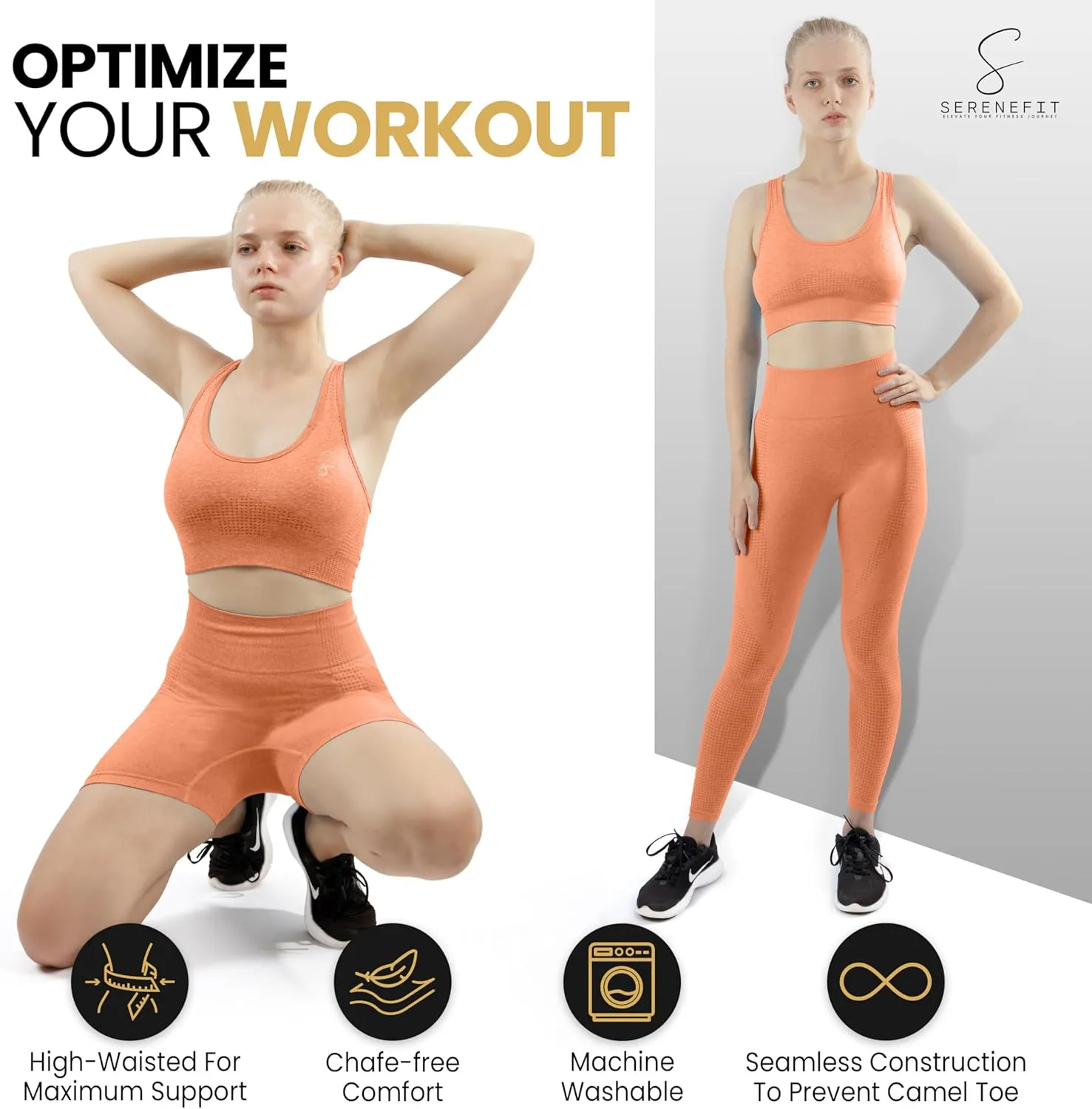 3 Piece Workout Sets For Women Seamless High Waisted Matching Exercise Leggings Shorts and Sports Bra Active Set