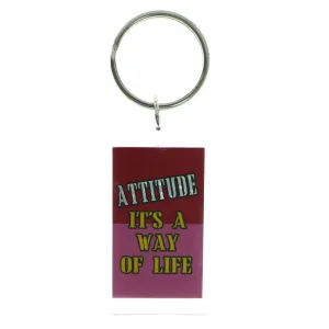 Attitude Is A Way Of Life Phrase Double Sided Split-Ring-Keychain Clear & Multi Colored #193
