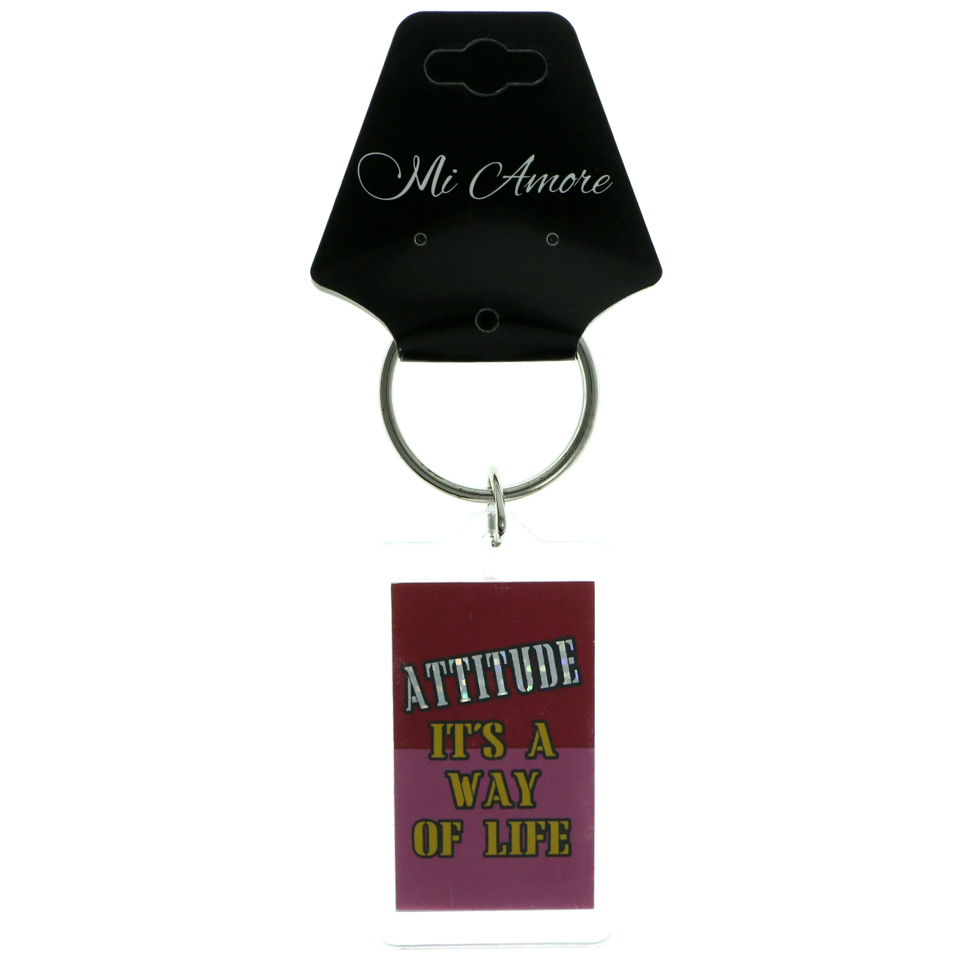 Attitude Is A Way Of Life Phrase Double Sided Split-Ring-Keychain Clear & Multi Colored #193