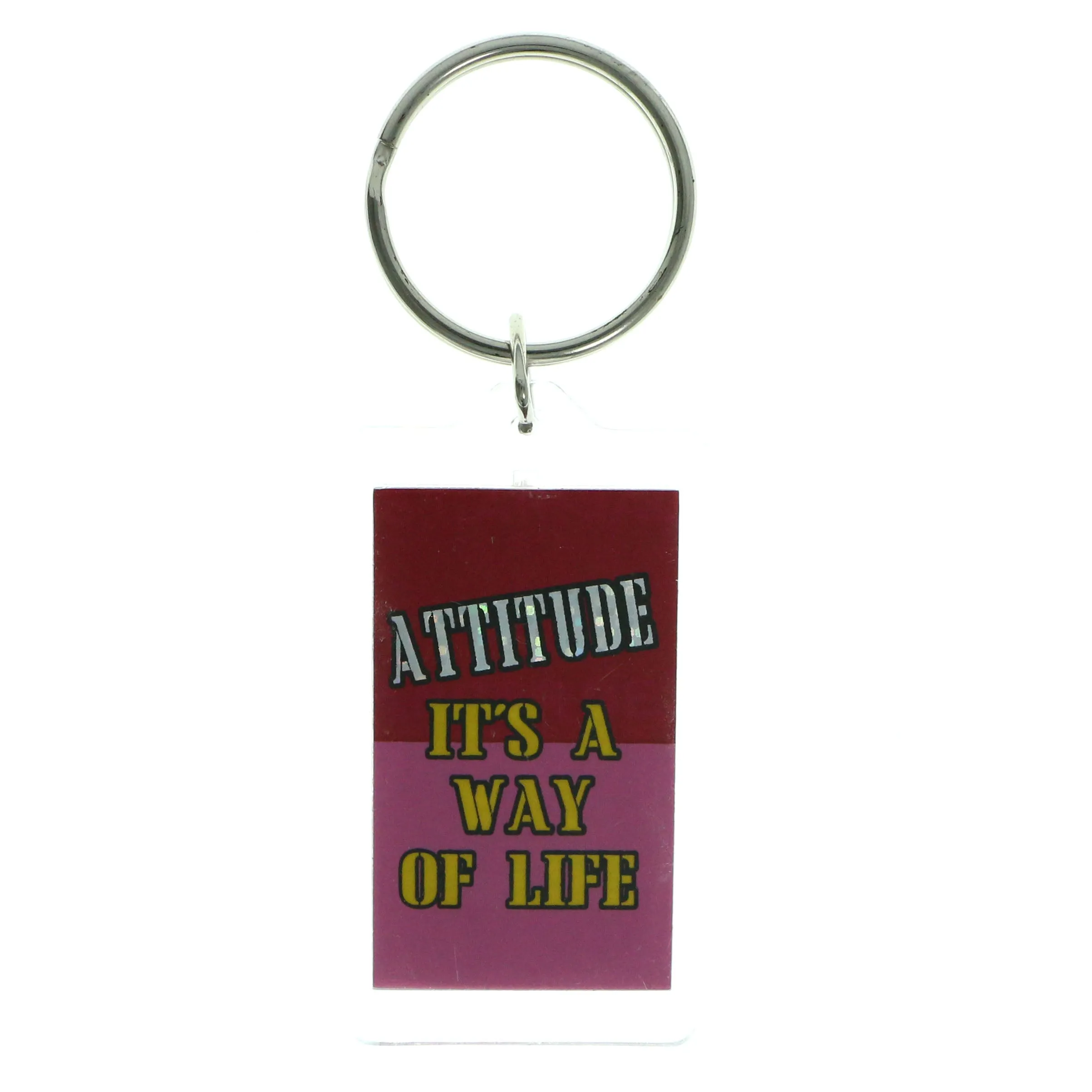 Attitude Is A Way Of Life Phrase Double Sided Split-Ring-Keychain Clear & Multi Colored #193