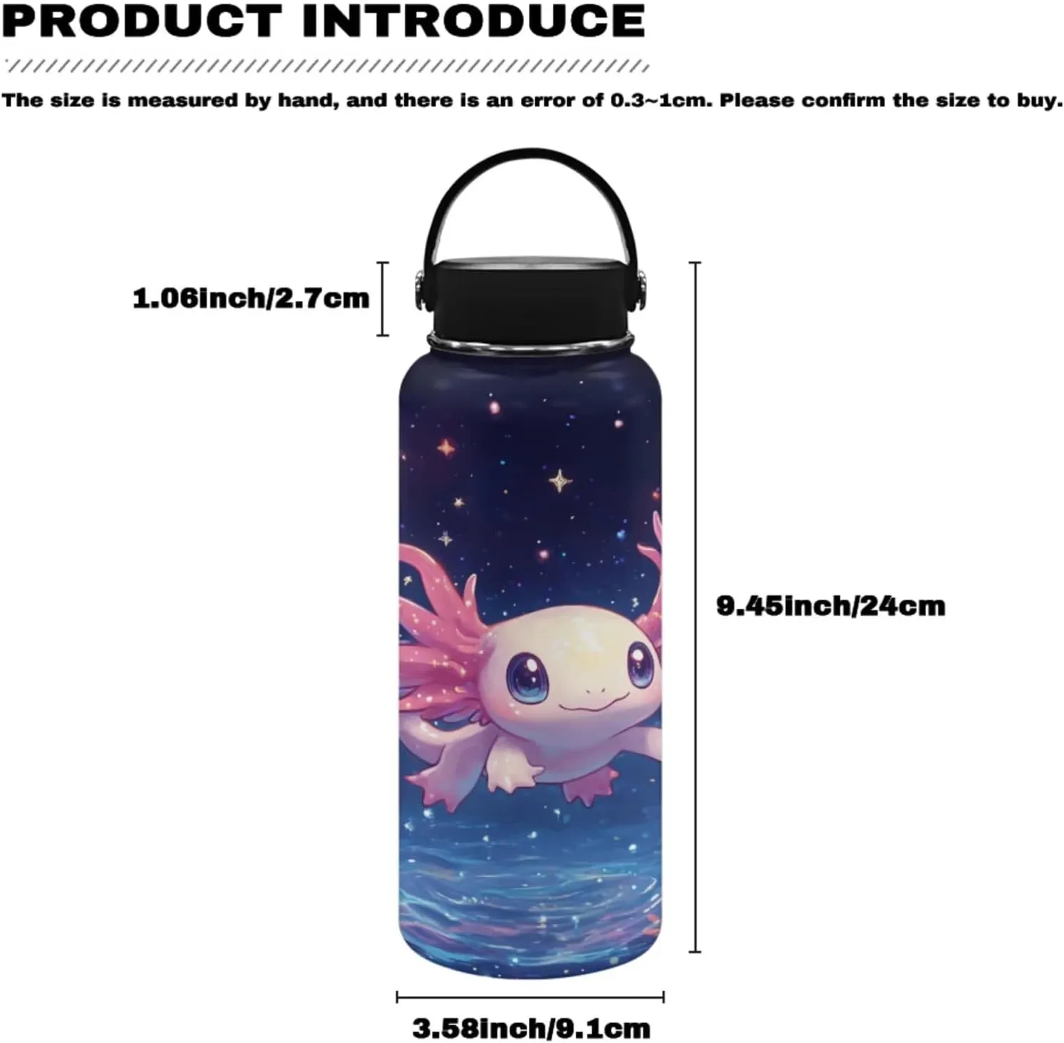 Axolotl Bookbag for Girls with Lunch Star Backpacks for Girls 10-12 Lightweight Insulated Water Bottle with Handle