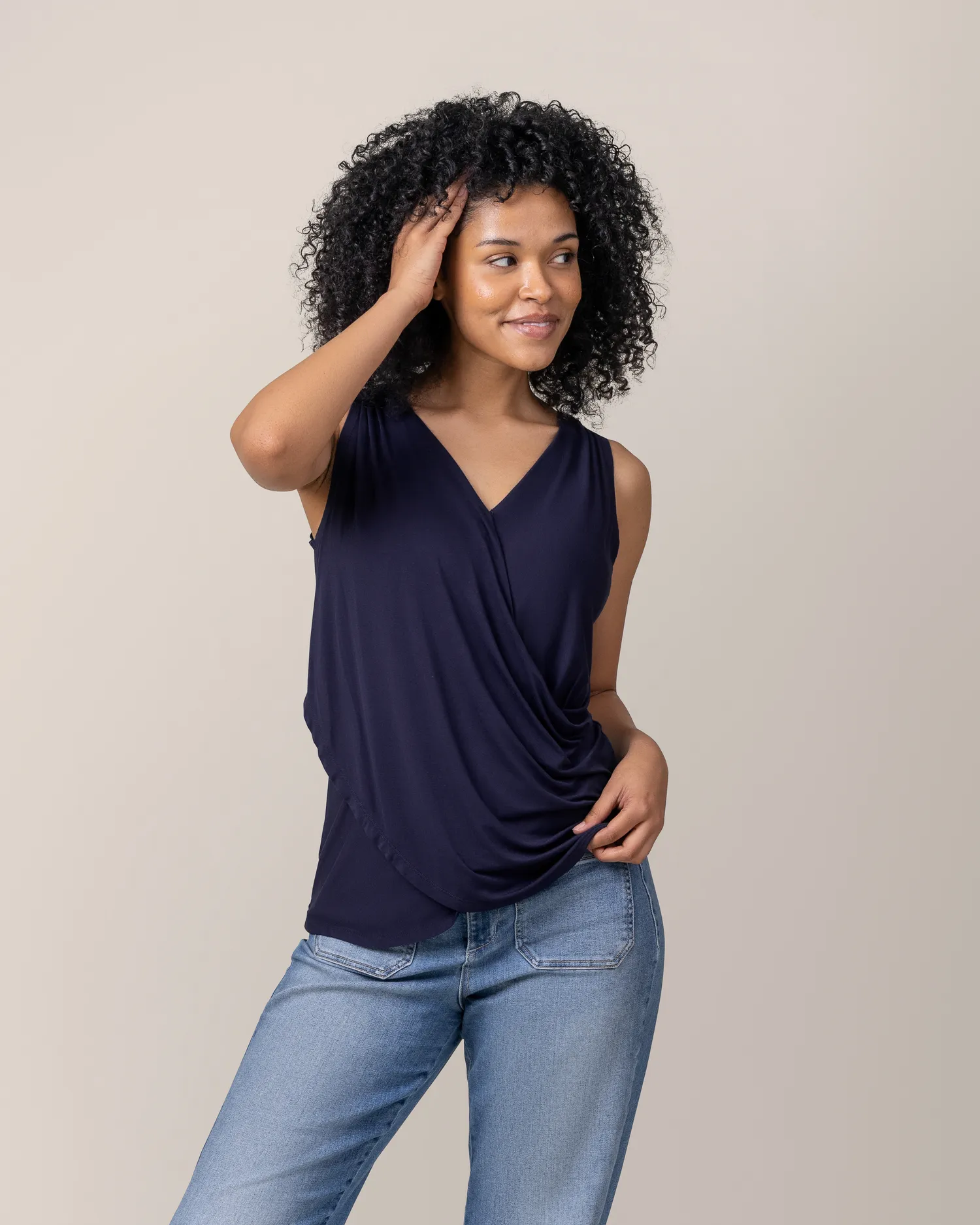 Bamboo Draped Nursing Tank | Navy