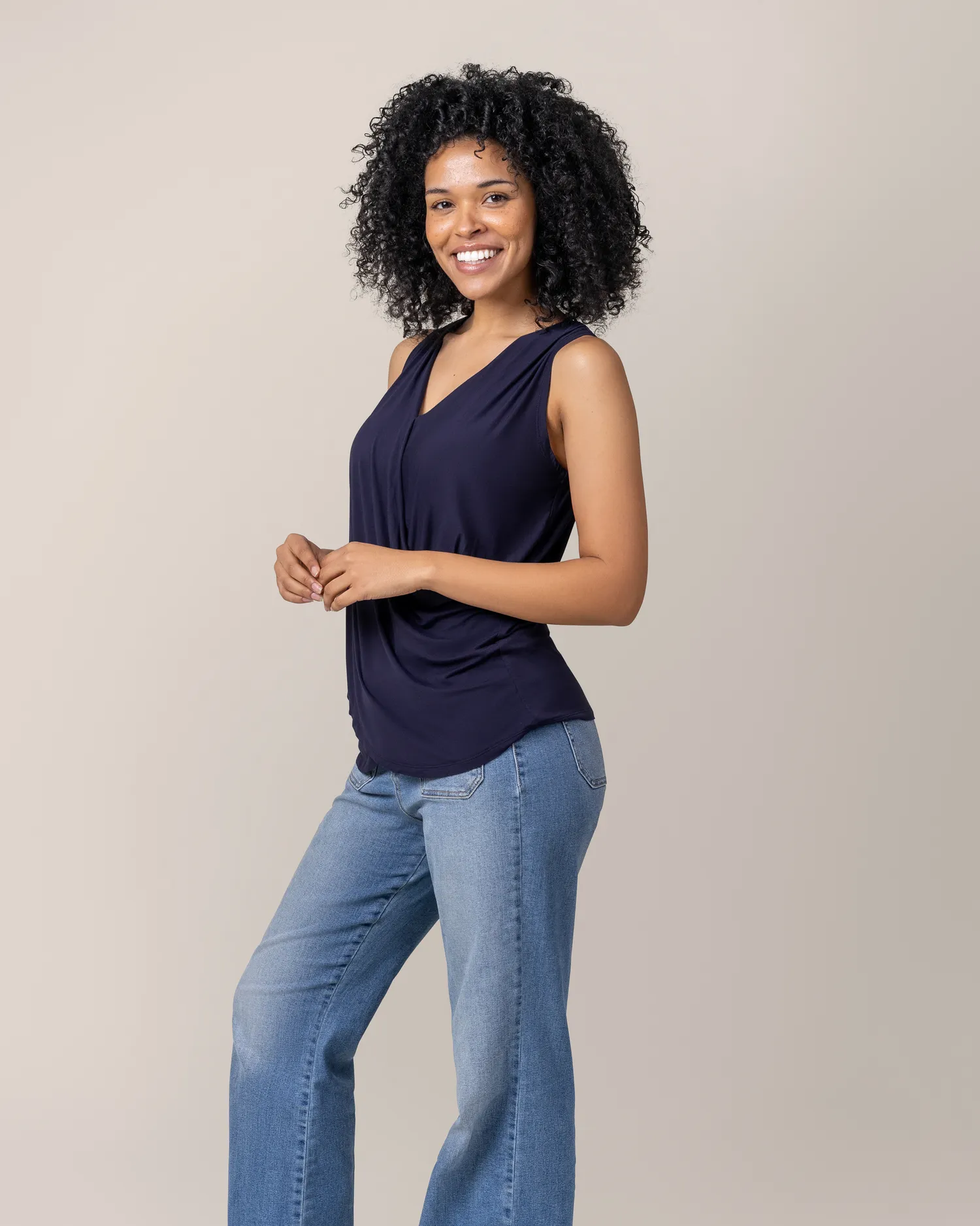 Bamboo Draped Nursing Tank | Navy