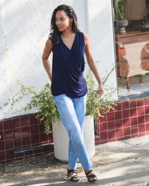 Bamboo Draped Nursing Tank | Navy