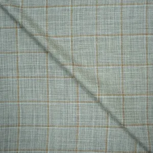 Beige Brown Windowpane Loro Piana Wool Silk and Linen Summertime Wool Fabric