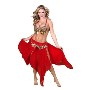 Belly Dance Skirt, Bra, & Hip Scarf Costume Set | GOLDEN GLOWS