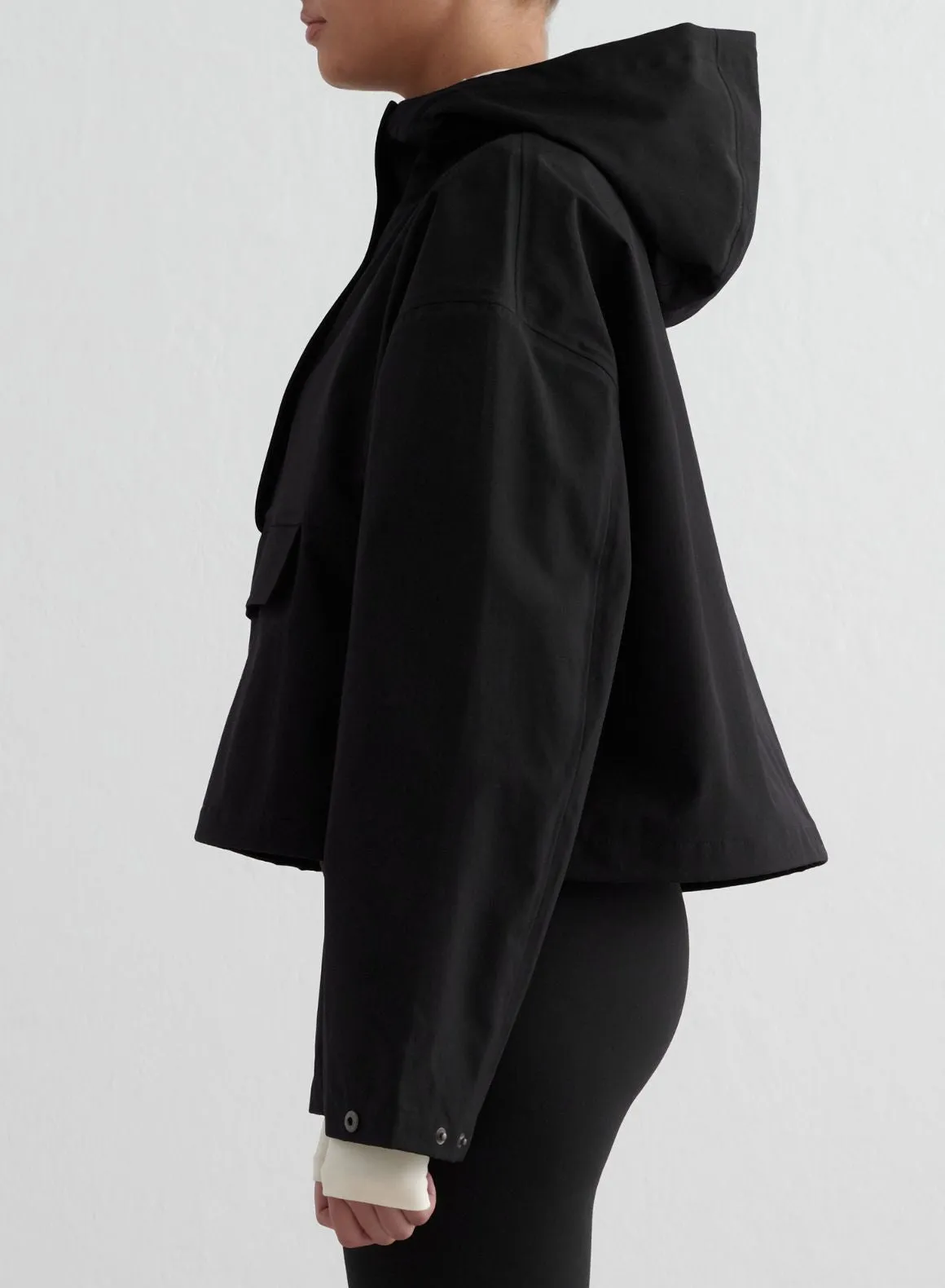 Black Cropped Waterproof Anorak