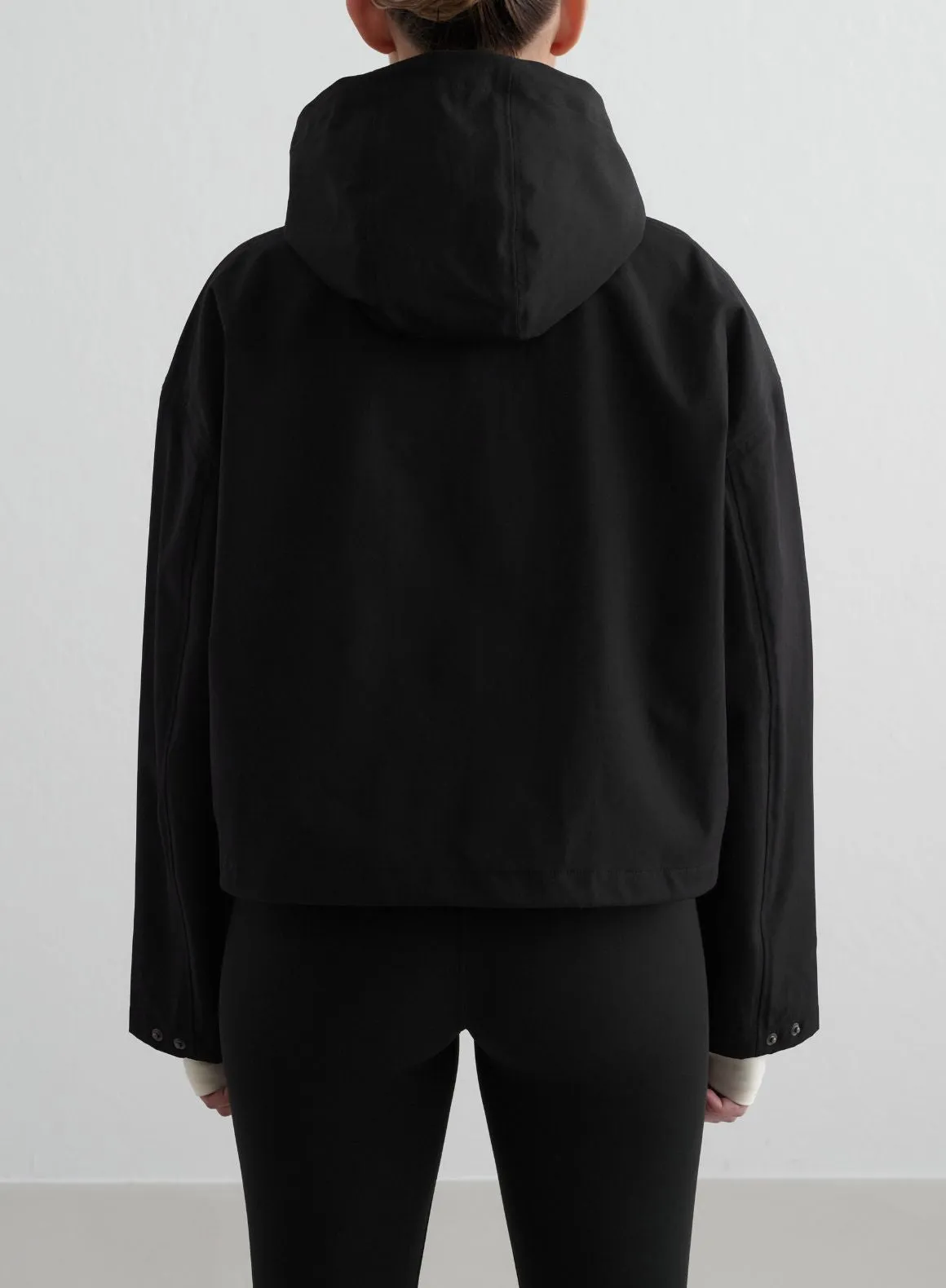 Black Cropped Waterproof Anorak