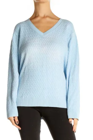 Blue Textured Classic Sweater
