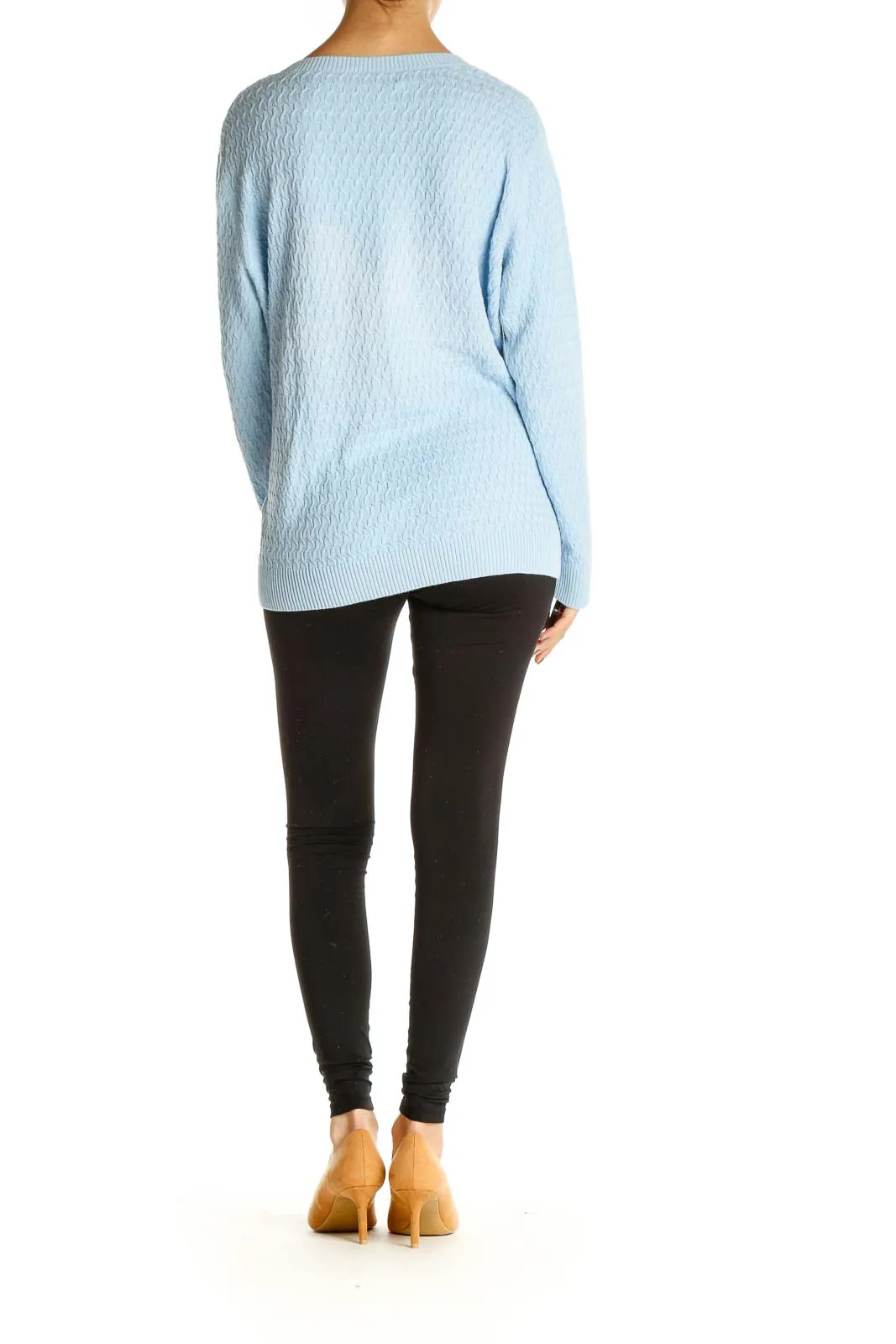 Blue Textured Classic Sweater