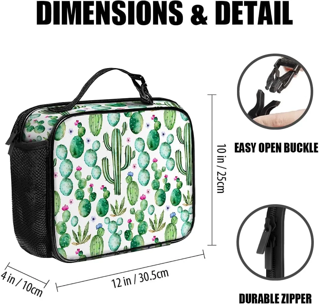 Cactus Lunch Bag Reusable Insulated Lunch Box Keep Food Cooler Thermal Lunch Tote for Women Men