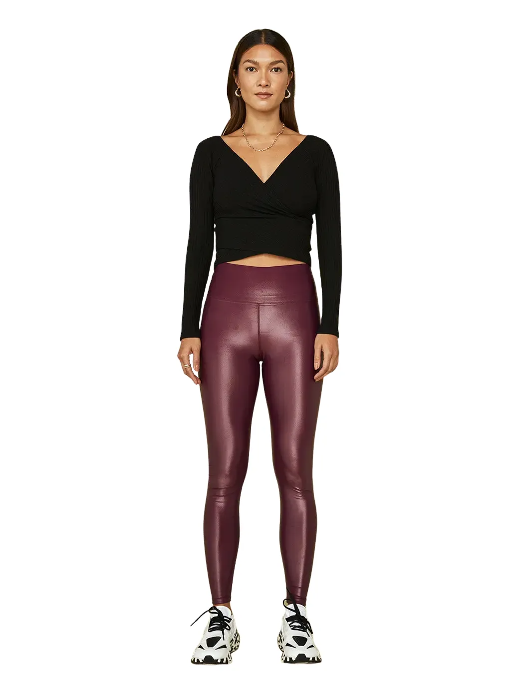 Carbon38 High Rise Full-Length Legging in Takara Shine - Dark Amethyst