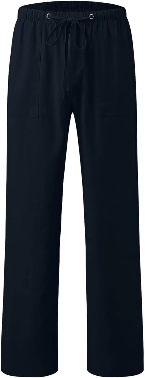 Cargo Work Pant Mens Linen Casual Chino Pants Workout Running Gym Sweatpant with Pockets Relaxed Fit Joggers