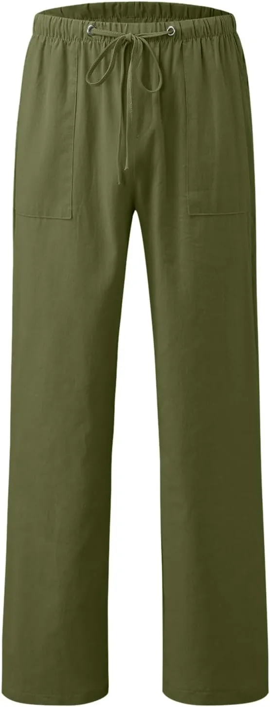 Cargo Work Pant Men's Linen Casual Pants Running Sports Lounge Sweatpant Loose Fit Joggers