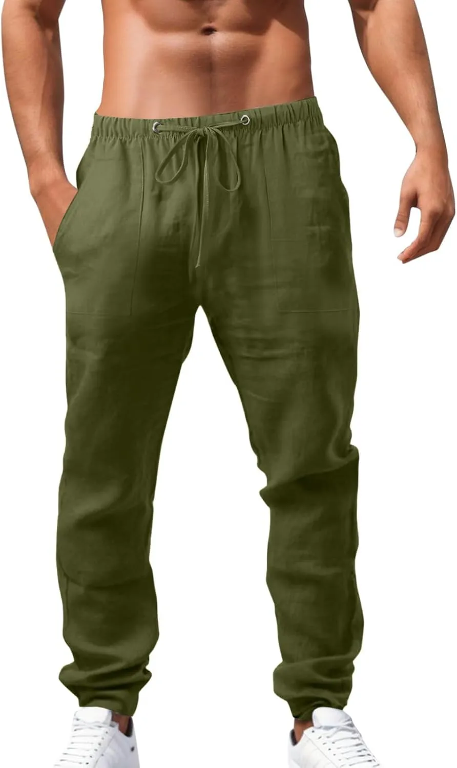Cargo Work Pant Men's Linen Casual Pants Running Sports Lounge Sweatpant Loose Fit Joggers