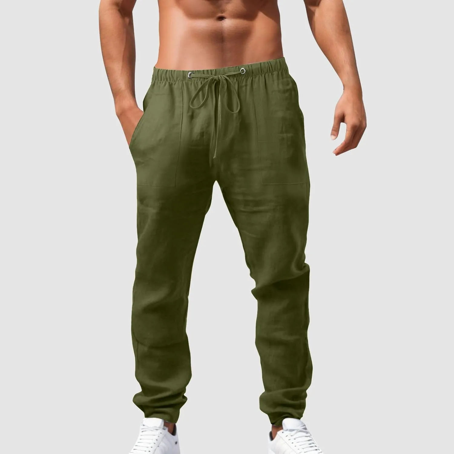 Cargo Work Pant Men's Linen Casual Pants Running Sports Lounge Sweatpant Loose Fit Joggers