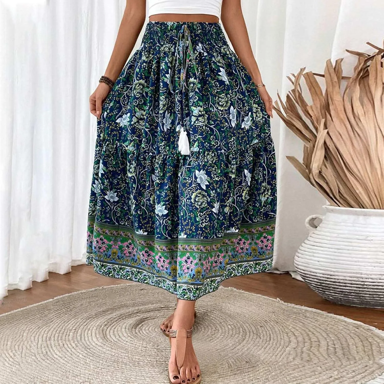 Casual Elegantes Maxi Skirts for Women, 2025 Boho High Waisted Flowy Trendy Long Skirt