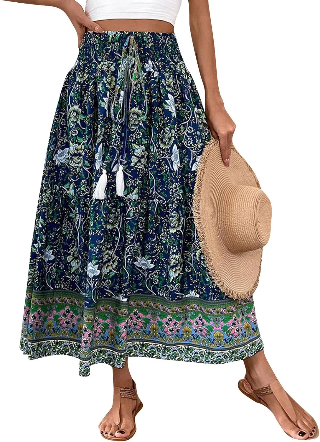 Casual Elegantes Maxi Skirts for Women, 2025 Boho High Waisted Flowy Trendy Long Skirt
