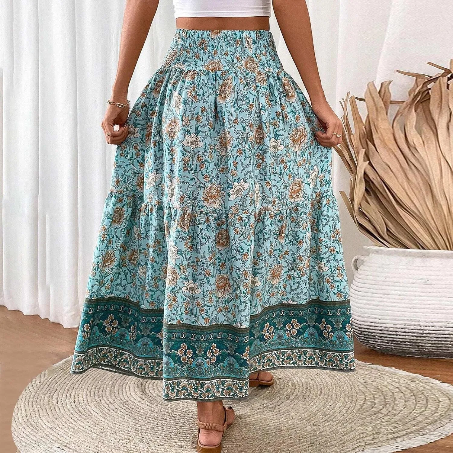 Casual Elegantes Maxi Skirts for Women, 2025 Boho High Waisted Flowy Trendy Long Skirt