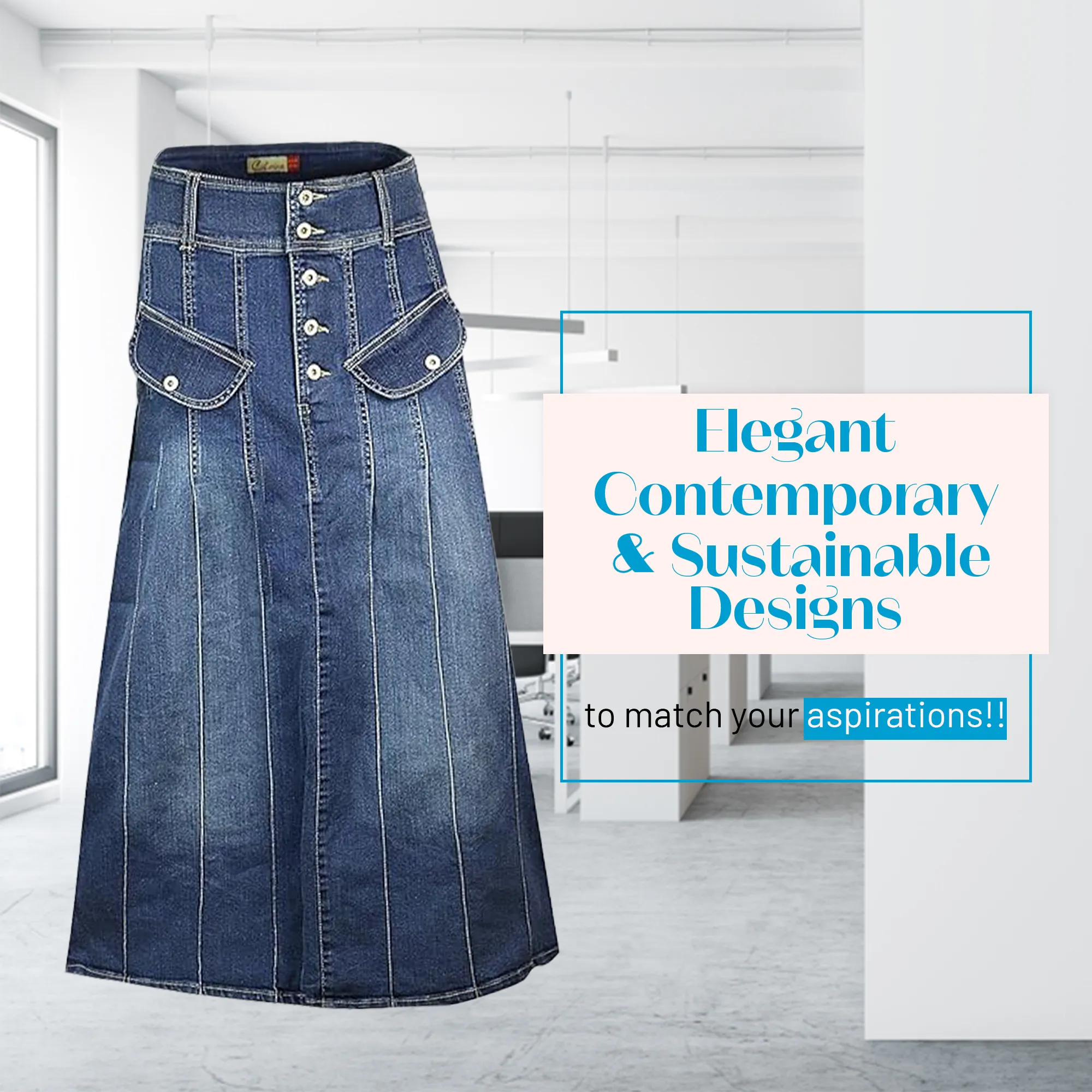 Clove Jeans Women's A Line Skirt Panel Stone Wash Denim Long Maxi Skirts 12-24