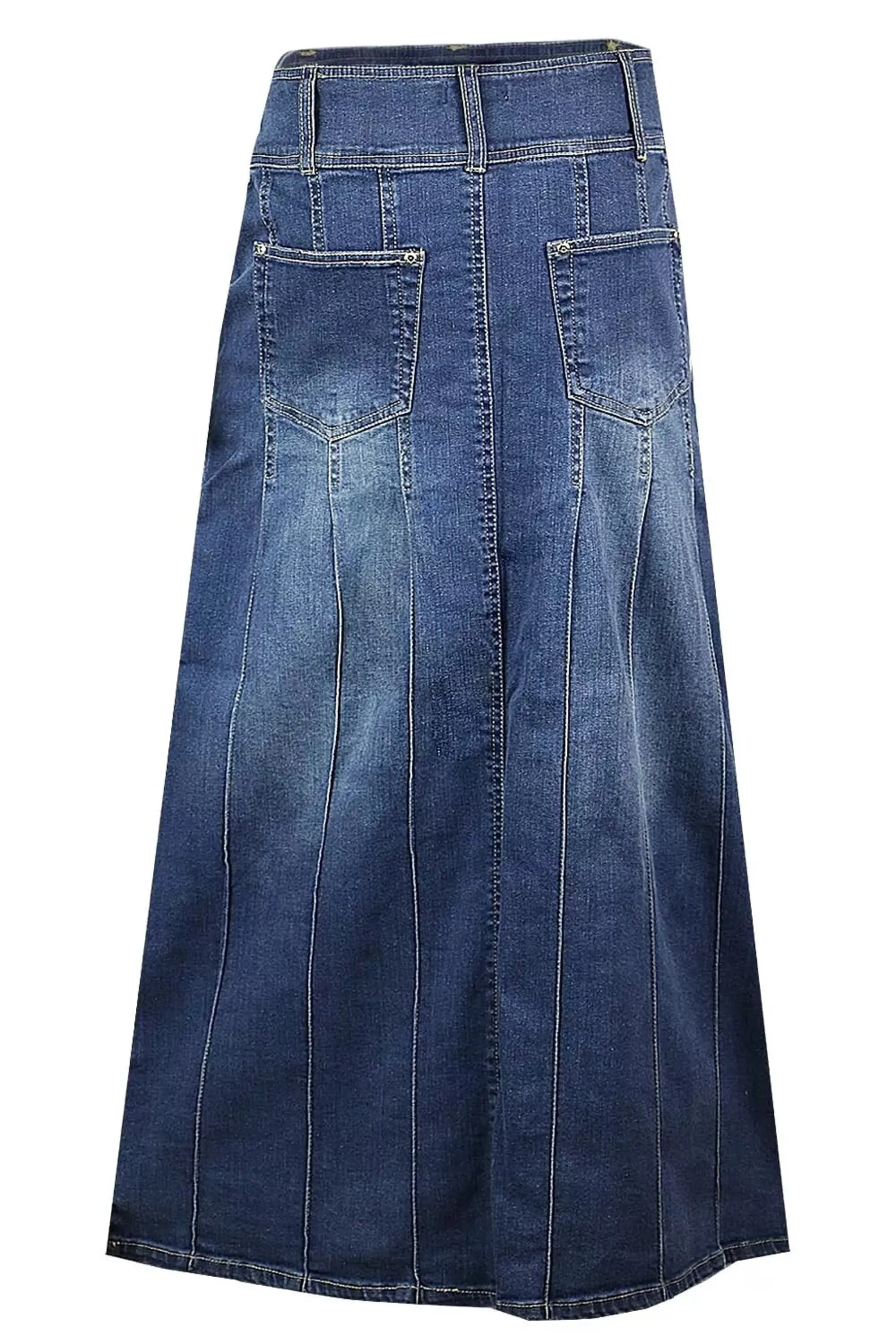Clove Jeans Women's A Line Skirt Panel Stone Wash Denim Long Maxi Skirts 12-24