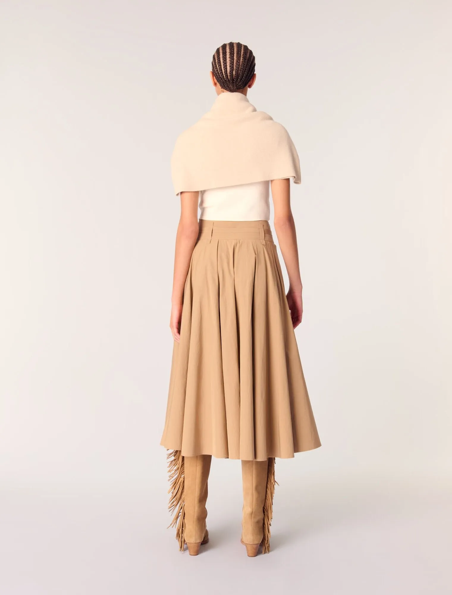 Cotton pleated maxi skirt