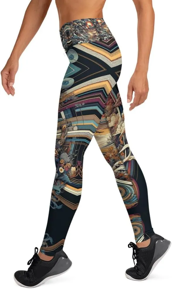 Dark Japanese Ukiyo-e Yoga Leggings