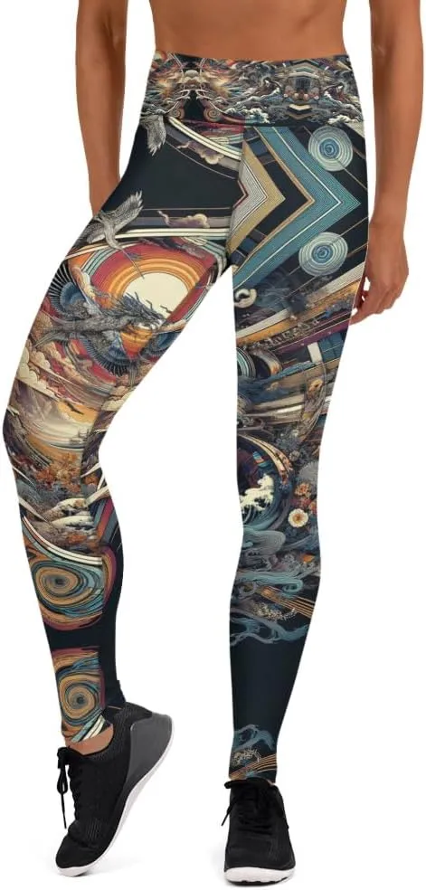 Dark Japanese Ukiyo-e Yoga Leggings