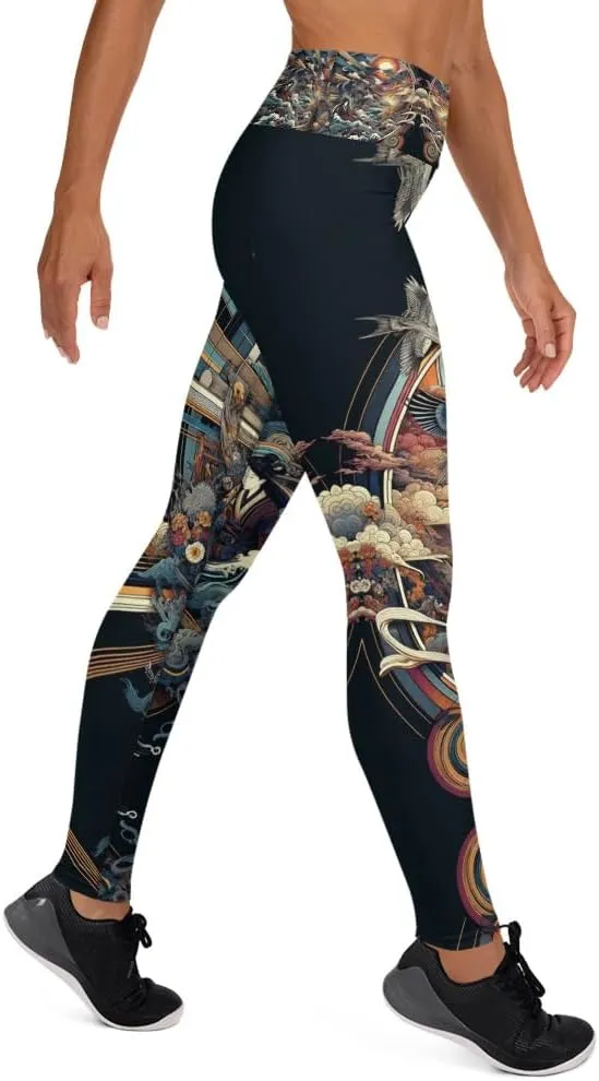Dark Japanese Ukiyo-e Yoga Leggings