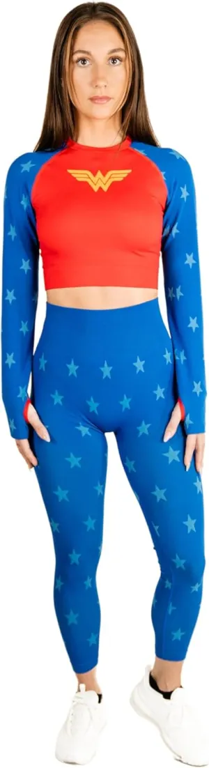 DC Comics Women's Cosplay Active Workout Outfits - Wonder Woman, Batgirl, Harley Quinn, Supergirl - 2 Piece Legging Sets