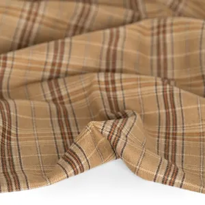 Deadstock Plaid Wool Suiting - Camel/Brown/Peach