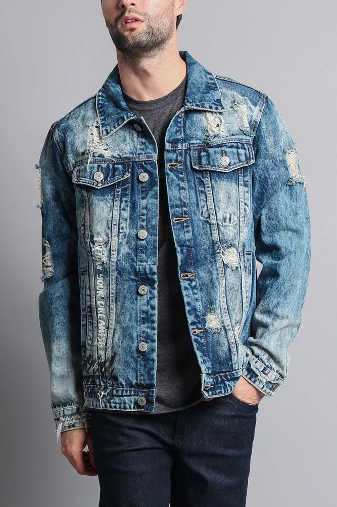 Distressed Scribble Denim Jacket