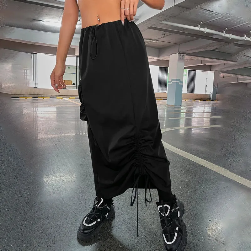 Drawstring Front Cargo Skirt
