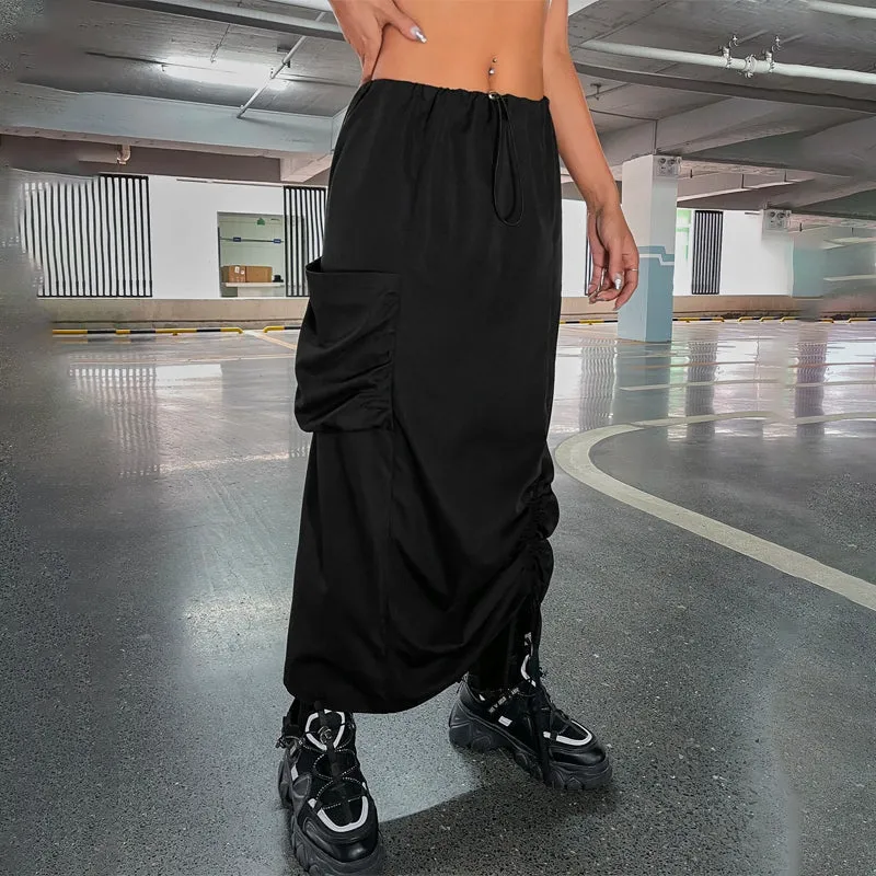 Drawstring Front Cargo Skirt