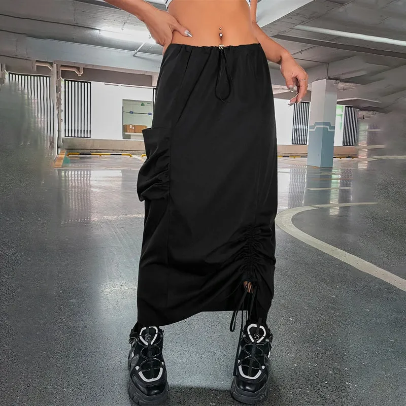 Drawstring Front Cargo Skirt