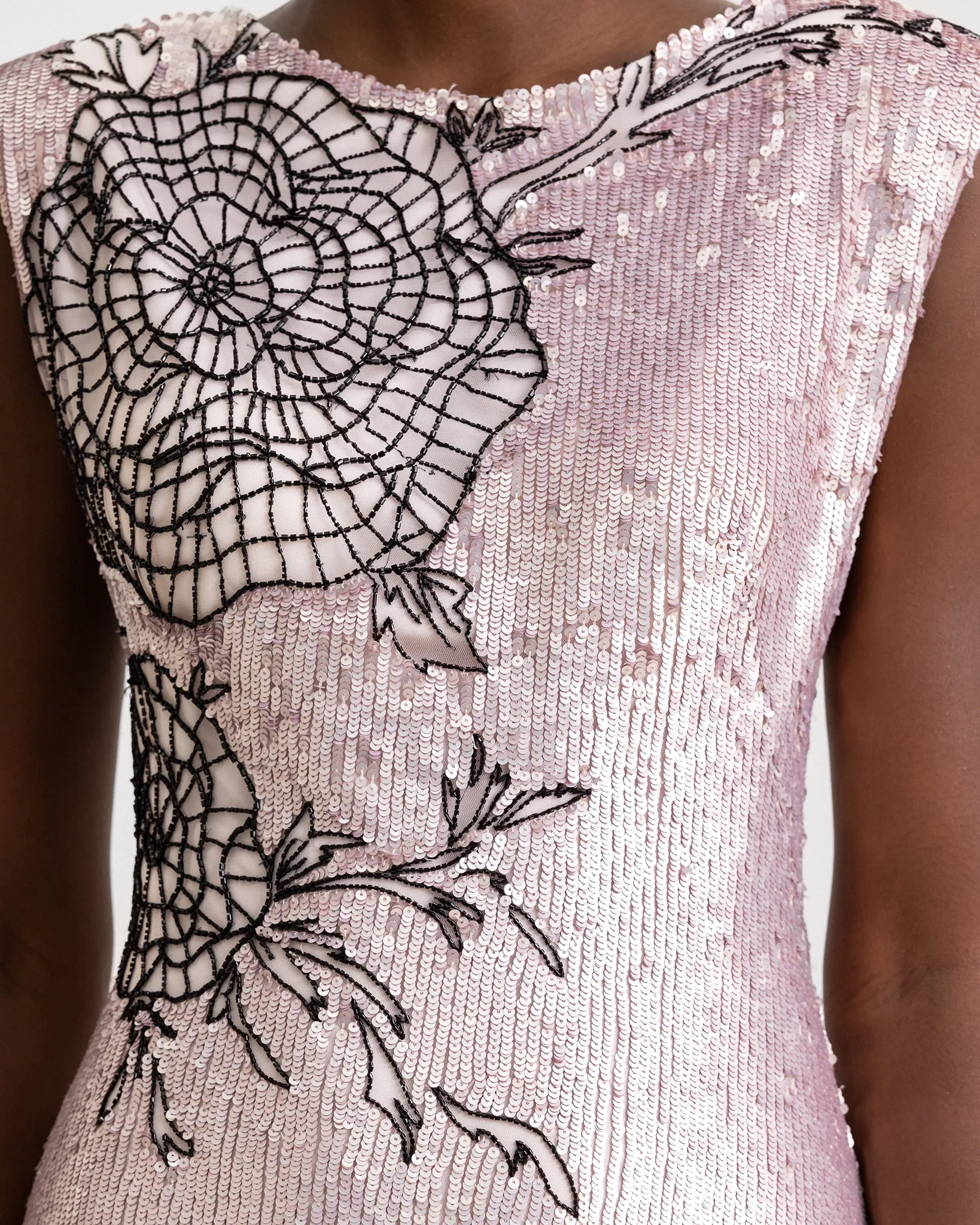 Embroidered Structured Shoulder Dress
