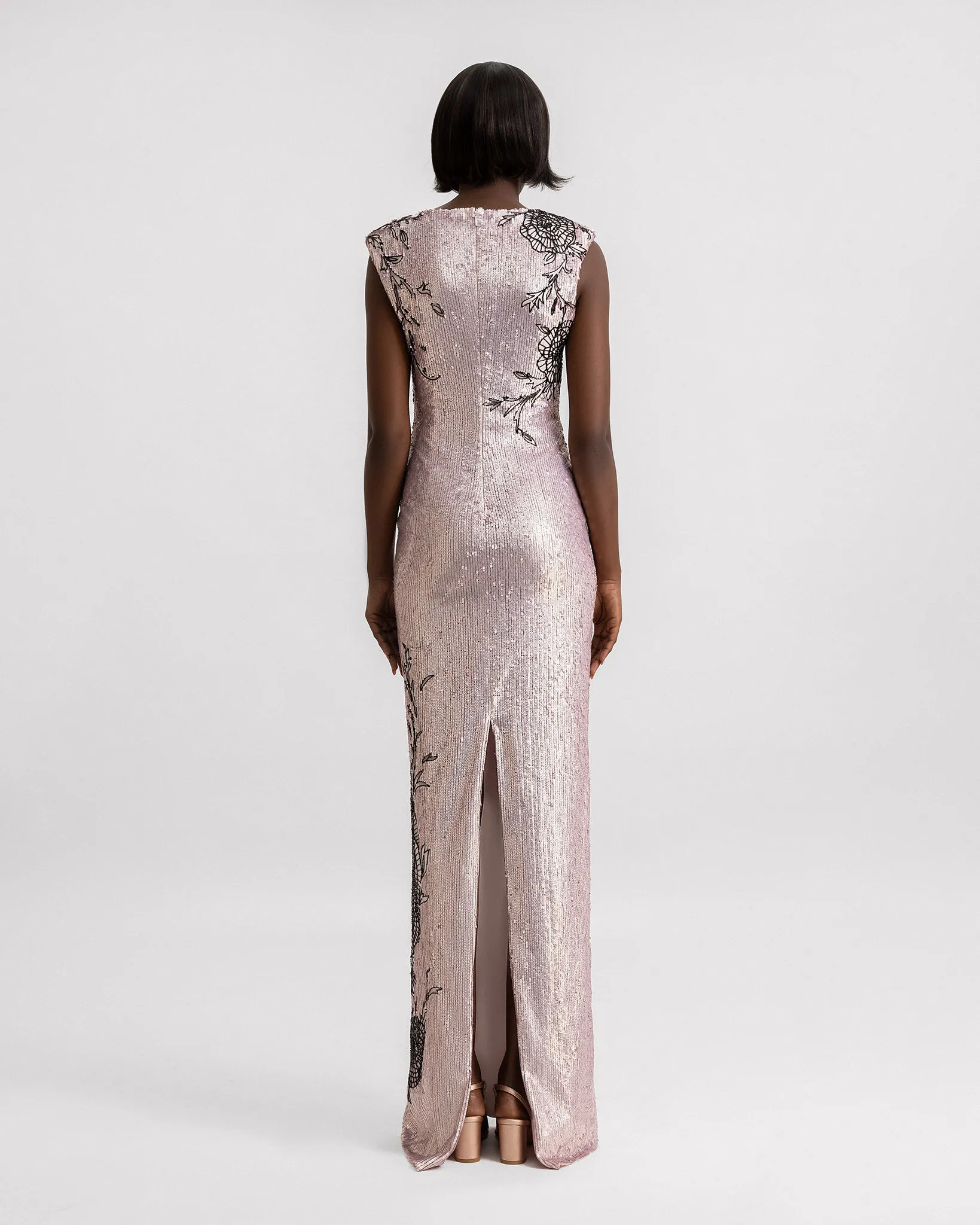 Embroidered Structured Shoulder Dress