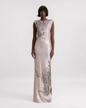 Embroidered Structured Shoulder Dress