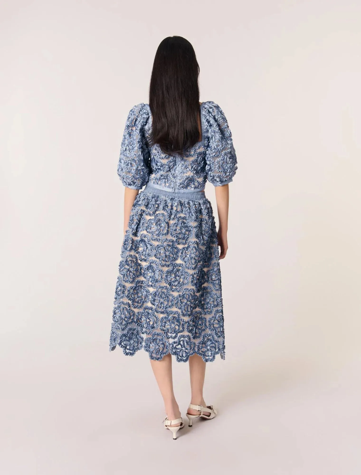Floral organza maxi skirt