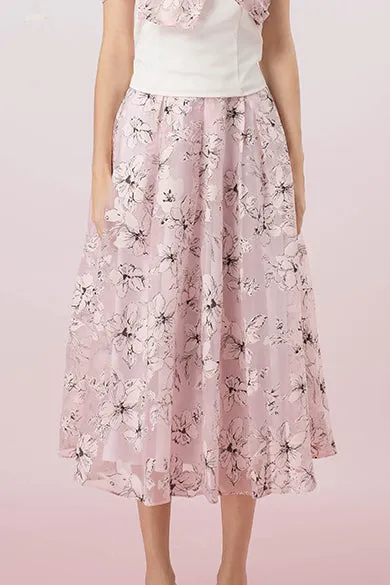 Grazia Pink Print A-Line Skirt