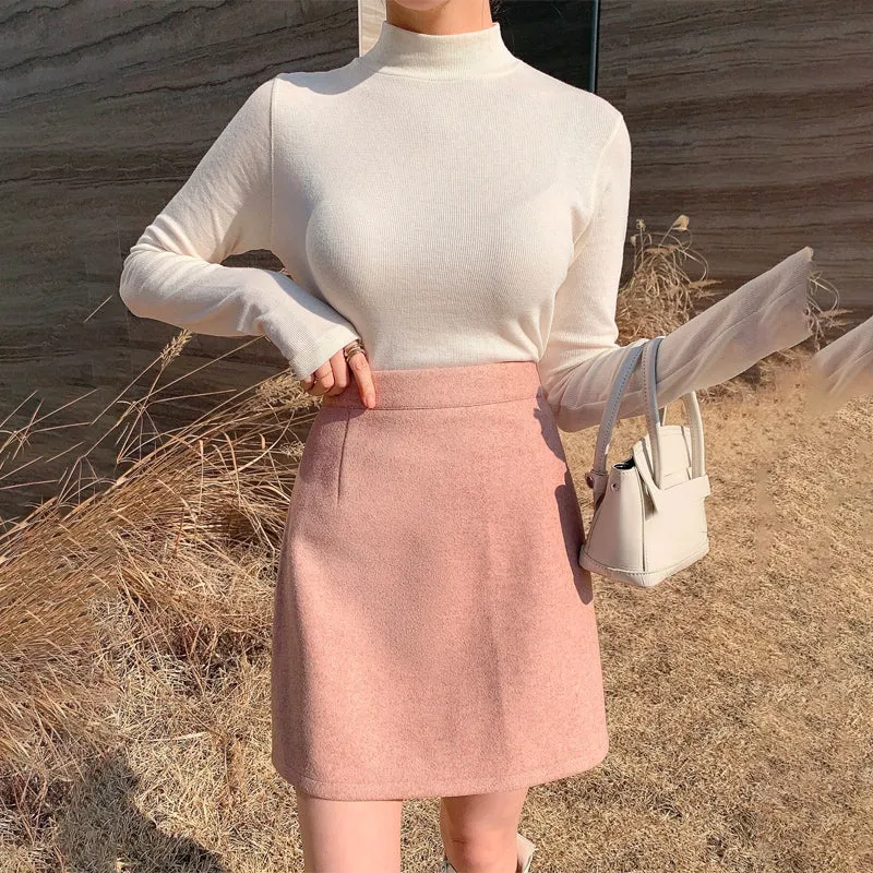 High Waist Wool-Mix Skirt