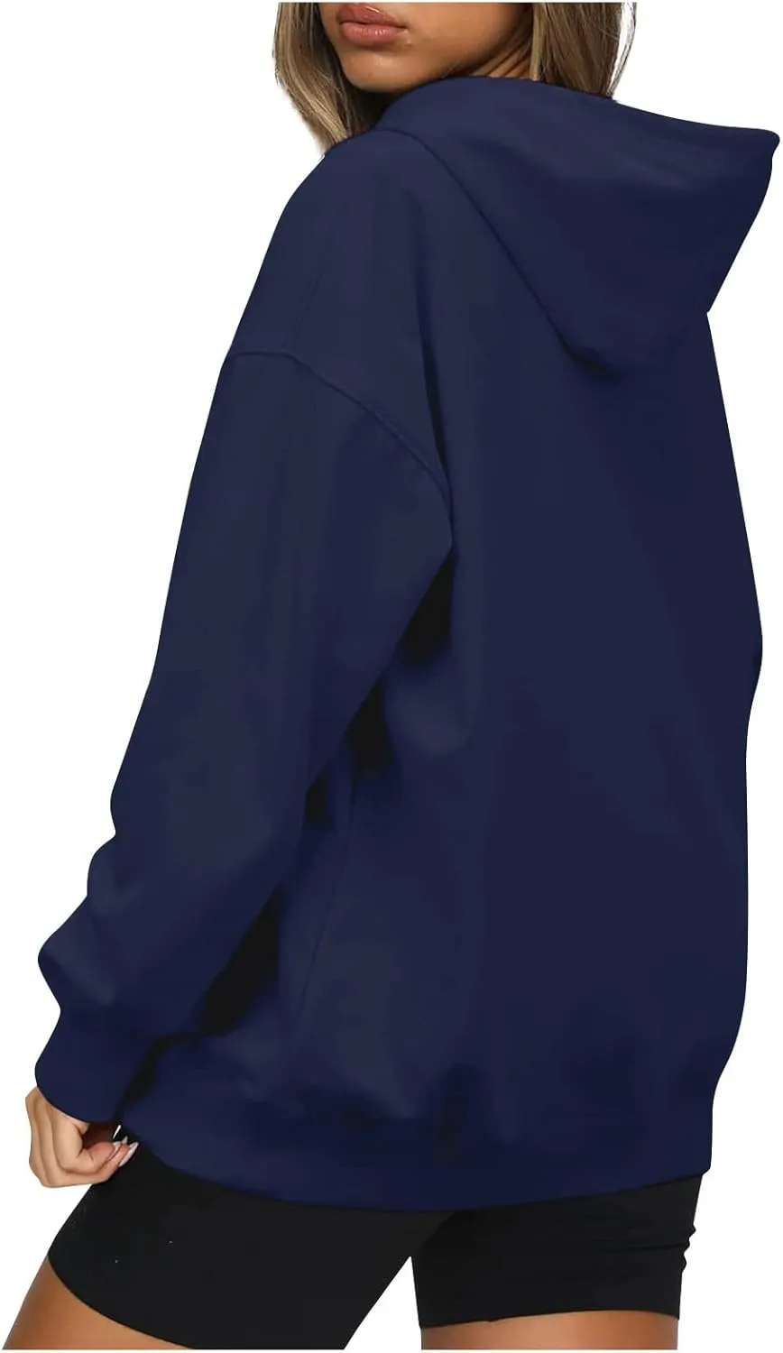 Hoodies for Women Casual Long Sleeve Drawstring Sweatshirt Lightweight Comfy Fleece Pullover Sweaters with Pocket