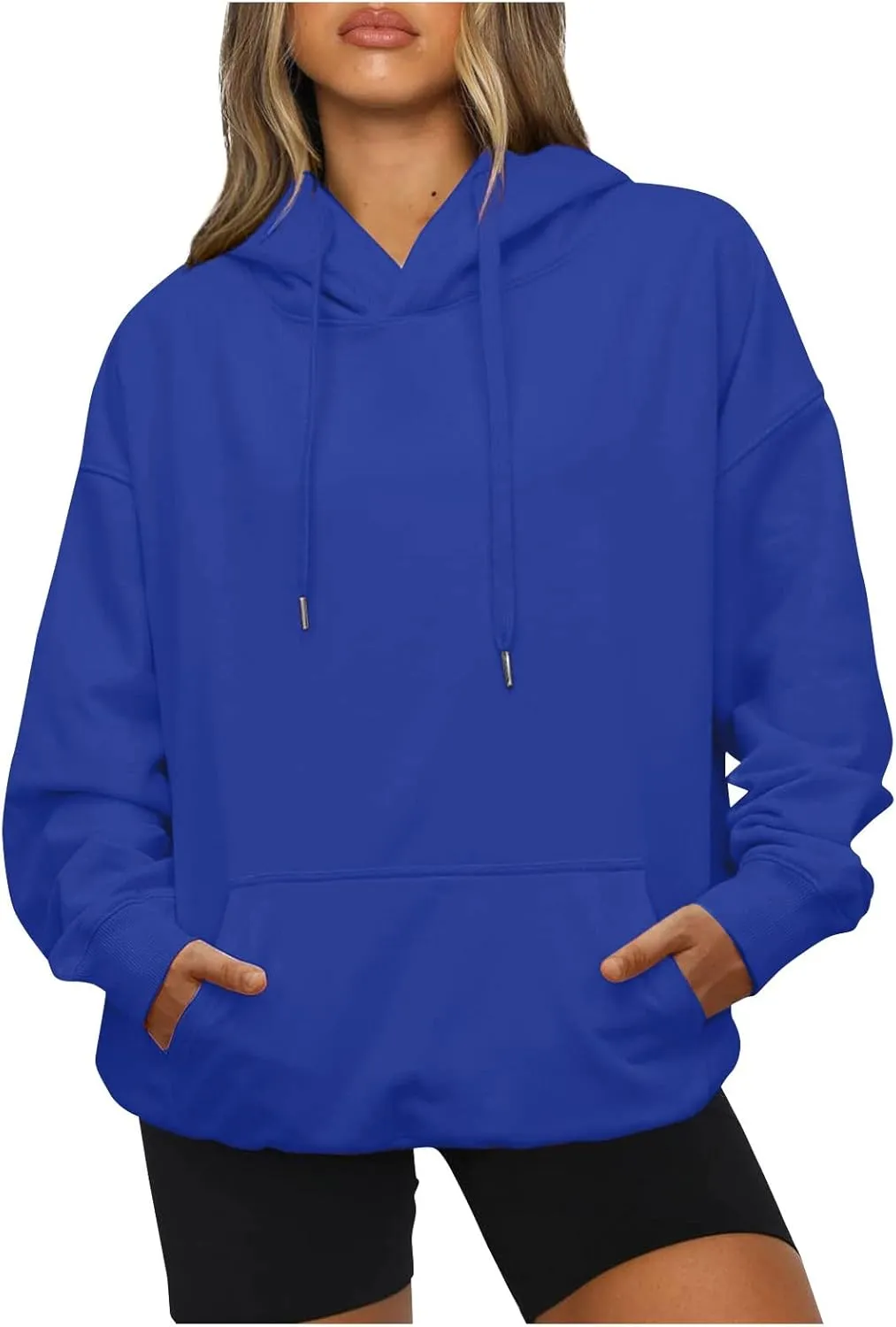 Hoodies for Women Casual Long Sleeve Drawstring Sweatshirt Lightweight Comfy Fleece Pullover Sweaters with Pocket