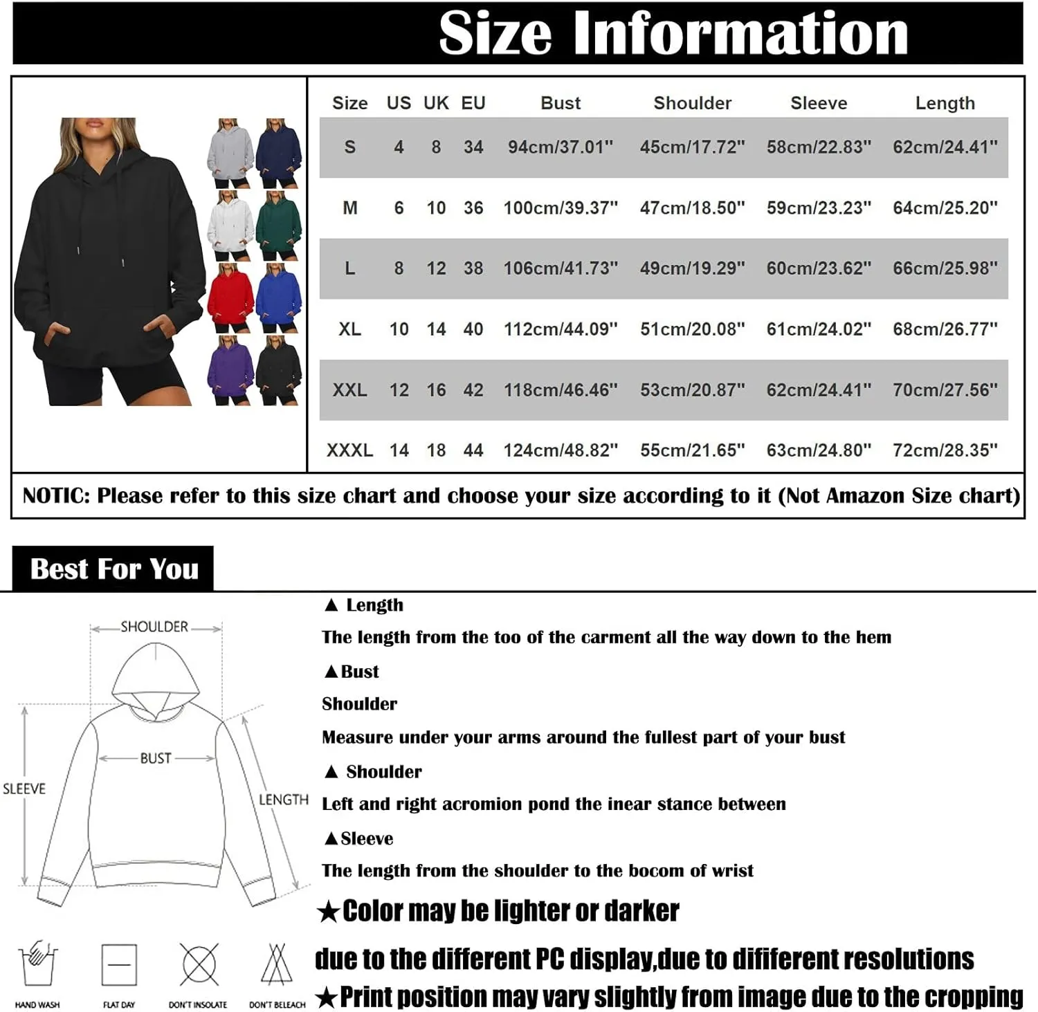 Hoodies for Women Casual Long Sleeve Drawstring Sweatshirt Lightweight Comfy Fleece Pullover Sweaters with Pocket
