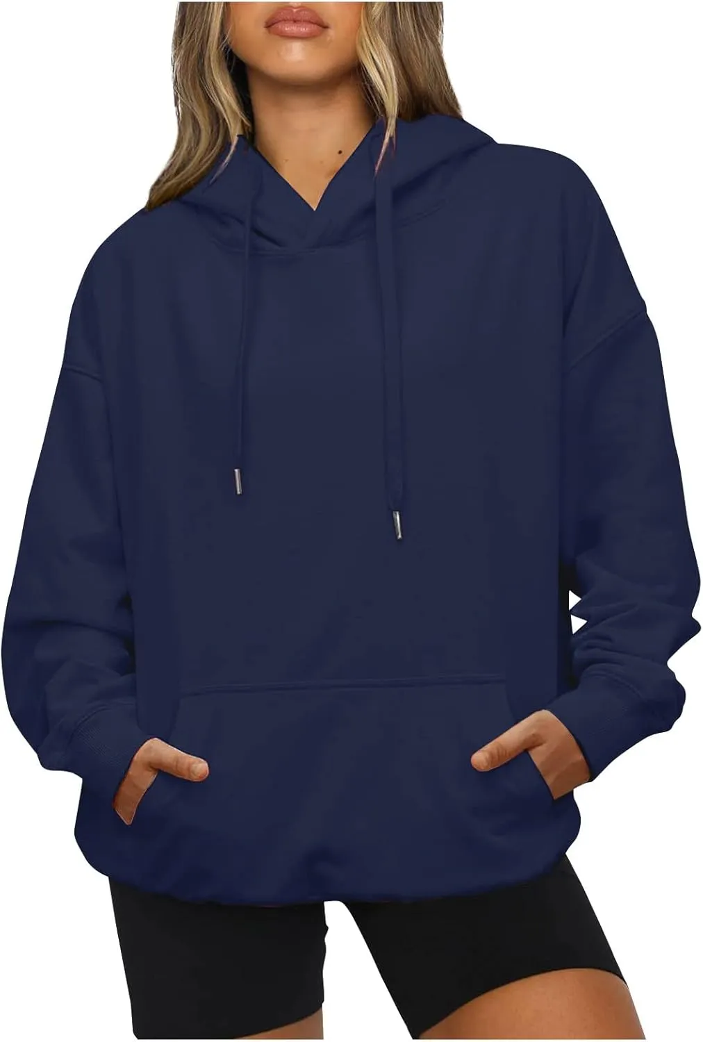 Hoodies for Women Casual Long Sleeve Drawstring Sweatshirt Lightweight Comfy Fleece Pullover Sweaters with Pocket