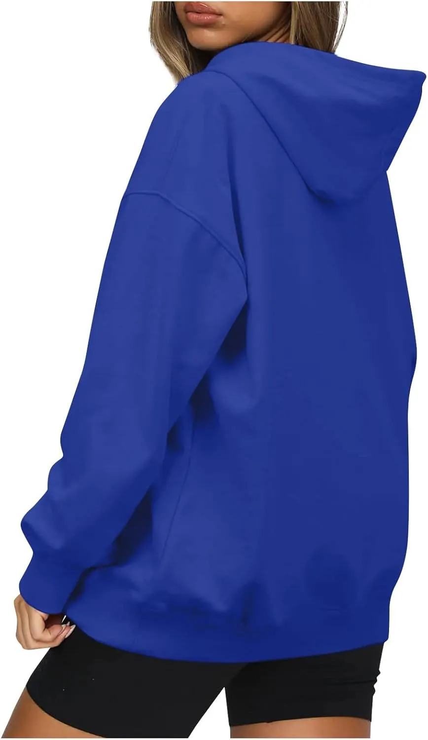 Hoodies for Women Casual Long Sleeve Drawstring Sweatshirt Lightweight Comfy Fleece Pullover Sweaters with Pocket